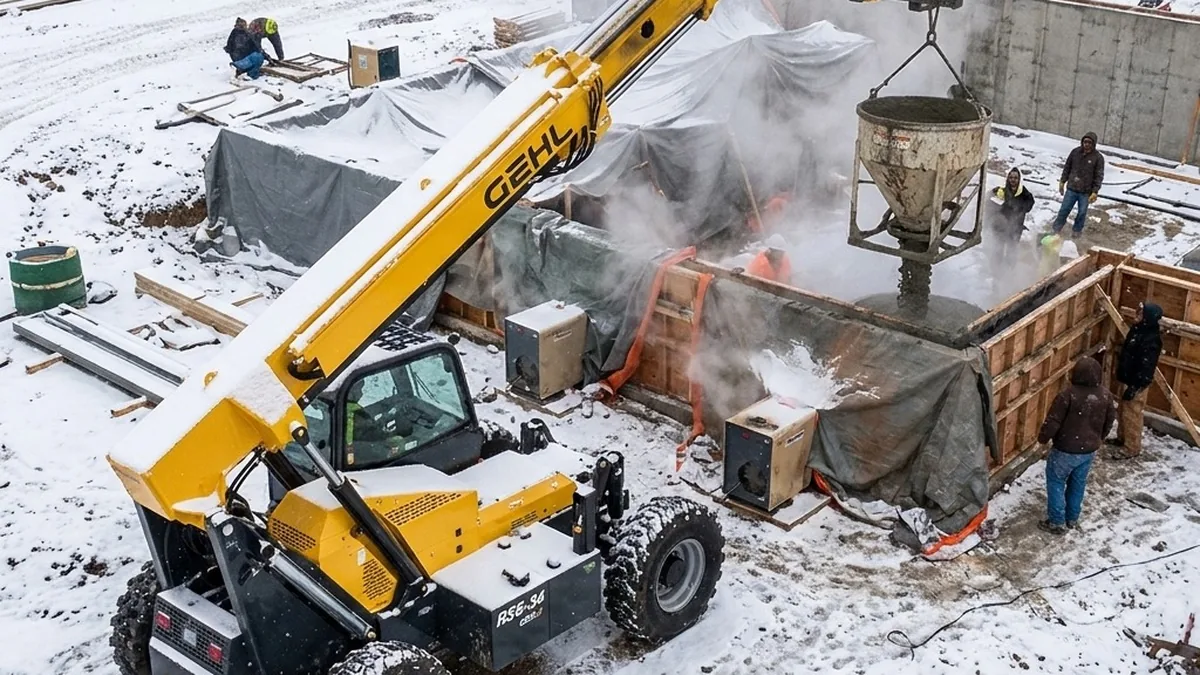 Why Winter Concrete Pours Need a Telehandler for Concrete Placement